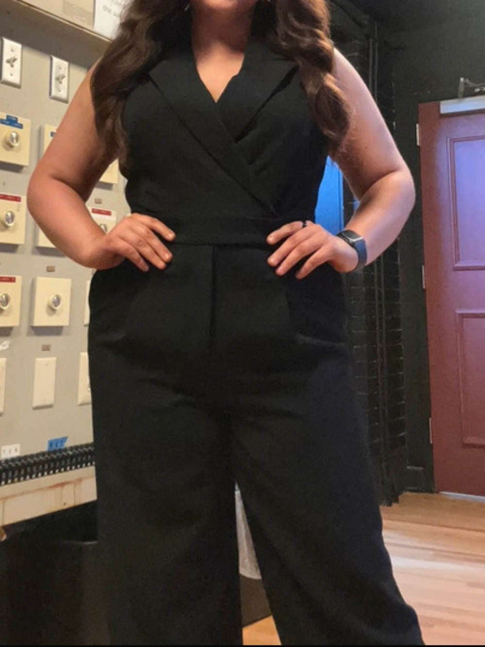 LOFT Black Sleeveless Wrap Jumpsuit